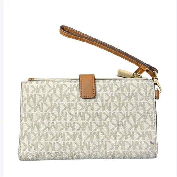 Michael Kors Signature MK Logo Wristlet – Beige & Brown - Picture 2 of 6